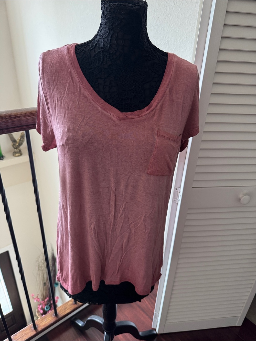 Cable & Gauge Dusty Rose Short Sleeve Pocket Tee size XL